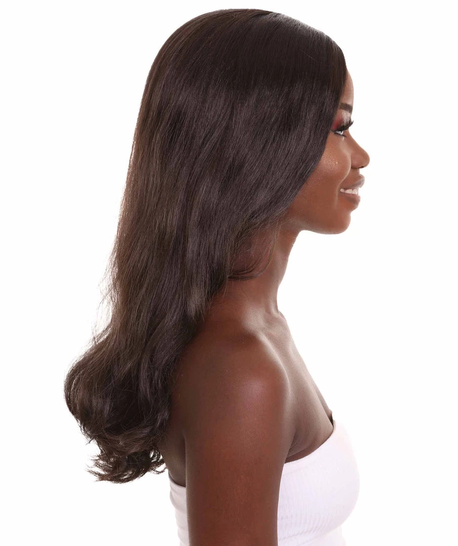 HPO Women's Black Straight Medium Length Imperial Army Wig | Premium Breathable Capless Cap