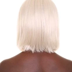 HPO Women's Shoulder Length Socialite Wig - Platinum White Hair With Dark Roots - Capless Cap Design