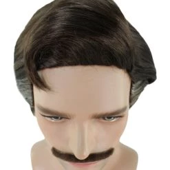 HPO Movie Day Of The Dead Mens Wig And Mustache Set | Premium Breathable Capless Cap Men's