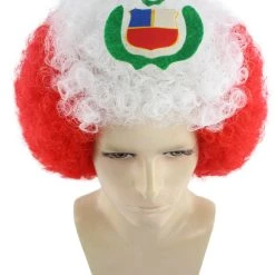 FLAGWIGS Peru Flag Sport Afro Wig | Jumbo Red White Wig SALE