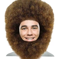 HPO Painter Afro Mens Wig With Full Beard Set | Cosplay Halloween Brown Color Wig | Premium Breathable Capless Cap