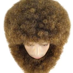HPO Painter Afro Mens Wig With Full Beard Set | Cosplay Halloween Brown Color Wig | Premium Breathable Capless Cap