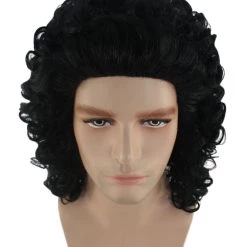 HPO Men's Men Curly Rockstar Wig Black | Premium Breathable Capless Cap