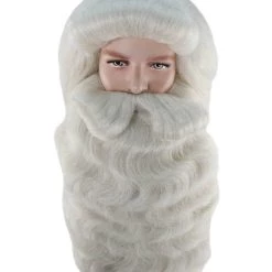 HPO Professional Mens Santa Wig And Full Beard Set | Grey Holiday Wigs | Premium Breathable Capless Cap Men's
