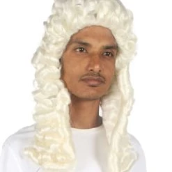 HPO Mens Colonial Historical Judge White Wig | Premium Breathable Capless Cap