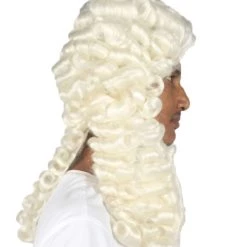 HPO Mens Colonial Historical Judge White Wig | Premium Breathable Capless Cap