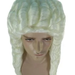 HPO Mens Colonial Historical Judge White Wig | Premium Breathable Capless Cap
