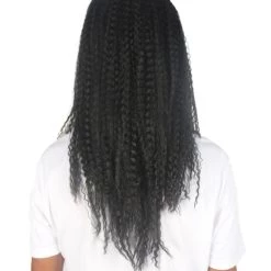 HPO Men's Men Curly Black Long Wig | Premium Breathable Capless Cap