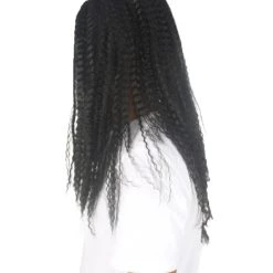 HPO Men's Men Curly Black Long Wig | Premium Breathable Capless Cap