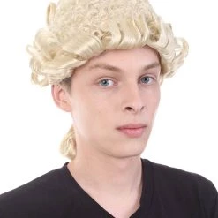 HPO Mens Colonial Judge Wigs | Blonde Historical Wigs | Premium Breathable Capless Cap Men's