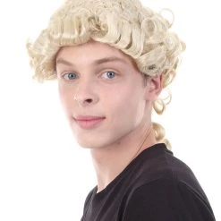 HPO Mens Colonial Judge Wigs | Blonde Historical Wigs | Premium Breathable Capless Cap Men's