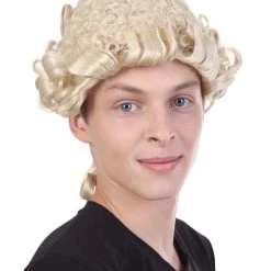 HPO Mens Colonial Judge Wigs | Blonde Historical Wigs | Premium Breathable Capless Cap Men's