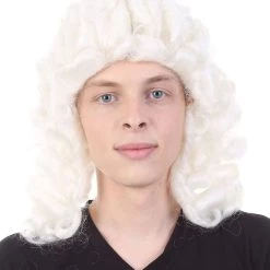 HPO Men's Mens Colonial Judge Wigs | White Historical Wigs