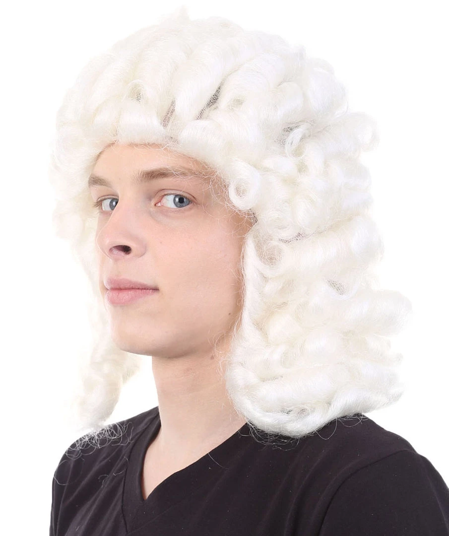 HPO Men's Mens Colonial Judge Wigs | White Historical Wigs