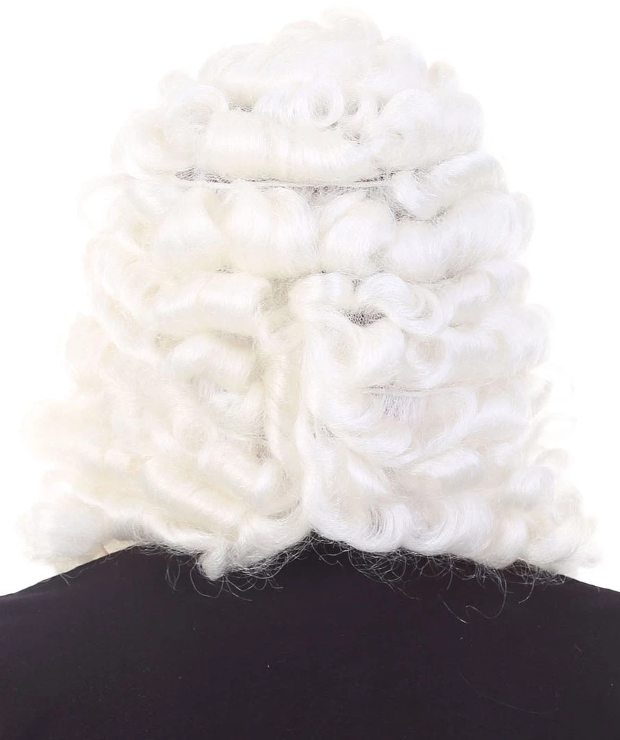 HPO Men's Mens Colonial Judge Wigs | White Historical Wigs