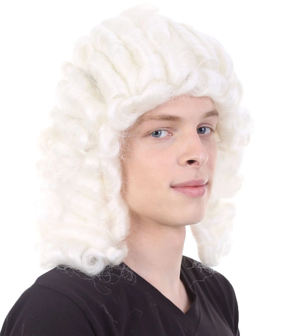 HPO Men's Mens Colonial Judge Wigs | White Historical Wigs