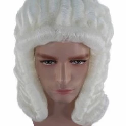 HPO Men's Mens Colonial Judge Wigs | White Historical Wigs