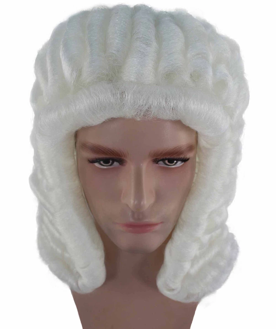 HPO Men's Mens Colonial Judge Wigs | White Historical Wigs