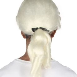 HPO Men's Mens Colonial Black Lace White Wigs | Premium Breathable Capless Cap