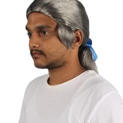 HPO Mens Colonial Blue Lace Grey Wigs | Breathable Capless Cap Men's