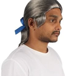 HPO Mens Colonial Blue Lace Grey Wigs | Breathable Capless Cap Men's