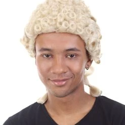 HPO Mens Colonial Judge Wigs | Blonde Historical Wigs | Premium Breathable Capless Cap