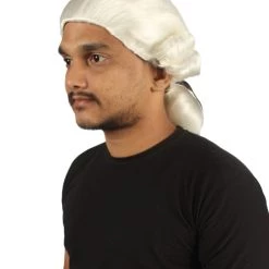 HPO Men's Mens Colonial Judge White Historical Wigs | Premium Breathable Capless Cap