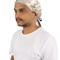 HPO Men's Mens Colonial Judge Historical White Wigs | Premium Breathable Capless Cap