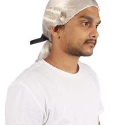 HPO Men's Mens Colonial Judge Historical White Wigs | Premium Breathable Capless Cap