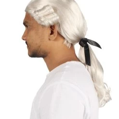 HPO Men's Mens Colonial Judge Historical White Wigs | Premium Breathable Capless Cap