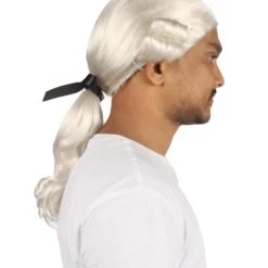 HPO Men's Mens Colonial Judge Historical White Wigs | Premium Breathable Capless Cap
