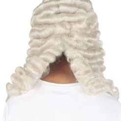 HPO Colonial Men Judge Curly Long White Wig | Premium Breathable Capless Cap