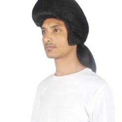 HPO Men's Mens Colonial Wavy Judge Black Historical Wigs | Premium Breathable Capless Cap