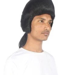 HPO Men's Mens Colonial Wavy Judge Black Historical Wigs | Premium Breathable Capless Cap