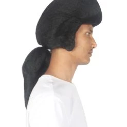 HPO Men's Mens Colonial Wavy Judge Black Historical Wigs | Premium Breathable Capless Cap