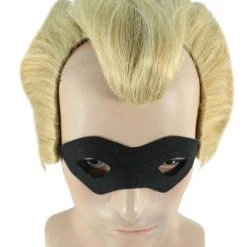 HPO Superhero Family Mens Wig With Mask Set | Blonde Cosplay Halloween Wigs Men's