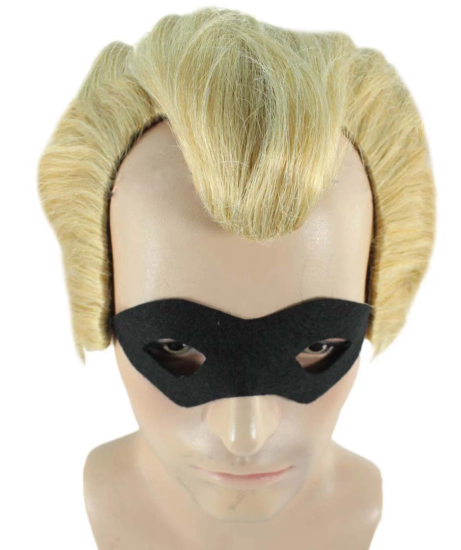HPO Superhero Family Mens Wig With Mask Set | Blonde Cosplay Halloween Wigs Men's