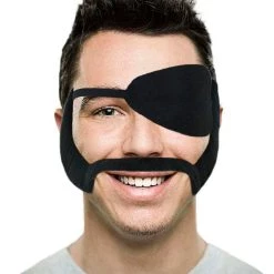 HPO Mens Assasin Black Full Beard With Eye Mask Set | TV/Movie Accessories