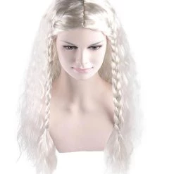 HPO Viking Princess Womens Wig | White Royal Character Cosplay Halloween Wig | Premium Breathable Capless Cap