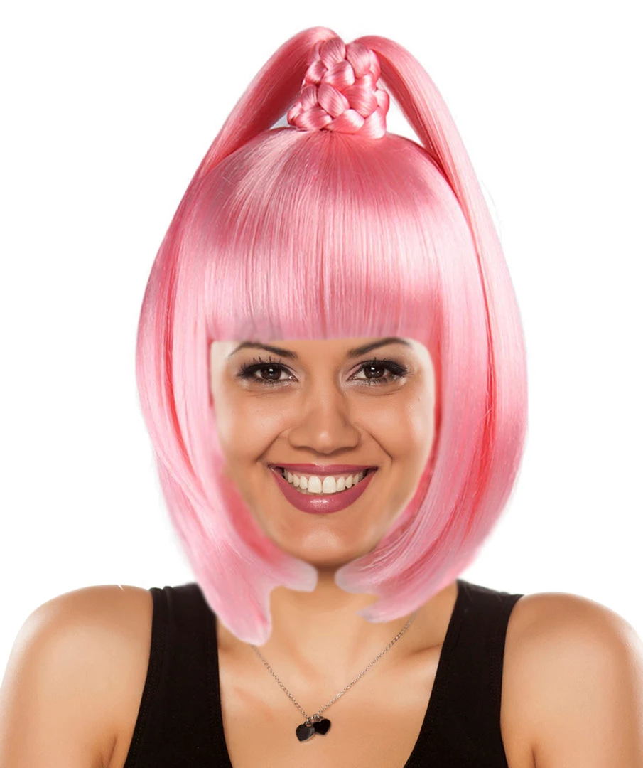 HPO Kawaii Pink Womens Wig | Character Bob Cosplay Halloween Wig | Premium Breathable Capless Cap