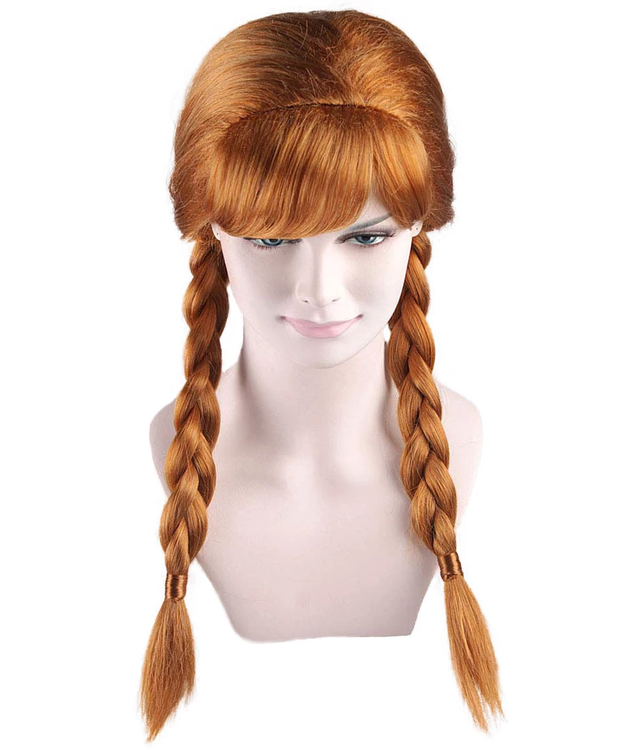 HPO Princess Women Wig | Ginger Long Braided Character Cosplay Brown Wig | Premium Breathable Capless Cap Men's