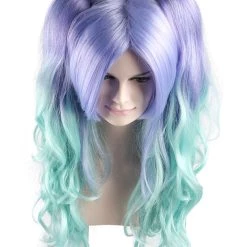 HPO Men's Allure Wavy Purple Blue Womens Wig | Cosplay Halloween Wig | Premium Breathable Capless Cap