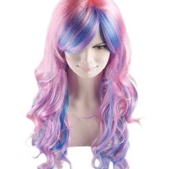 HPO Rave Candy Purple & Blue Adult's Womens Wig | Long Curly Cosplay Halloween Wig | Premium Breathable Capless Cap Men's