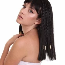 HPO Queen Cleopatra Womens Wig | Black Historical Wigs | Premium Breathable Capless Cap