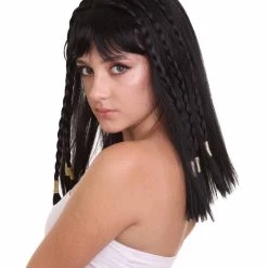 HPO Queen Cleopatra Womens Wig | Black Historical Wigs | Premium Breathable Capless Cap