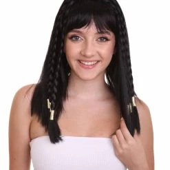 HPO Queen Cleopatra Womens Wig | Black Historical Wigs | Premium Breathable Capless Cap