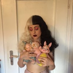 HPO Black & Blonde Wig W/ Blue Ribbons | Premium Breathable Capless Cap Women's