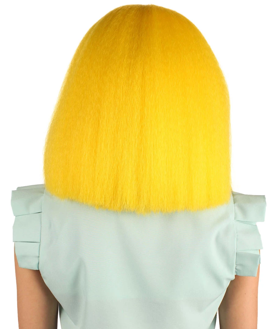 HPO Australian Singer Wig | Yellow Large Celebrity Cosplay Wigs | Premium Breathable Capless Cap Women's