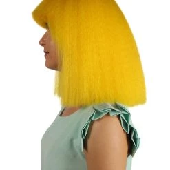 HPO Australian Singer Wig | Yellow Large Celebrity Cosplay Wigs | Premium Breathable Capless Cap Women's