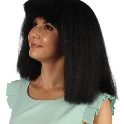 HPO Australian Singer Womens Wig | Black Large Celebrity Cosplay Wigs | Premium Breathable Capless Cap Women's